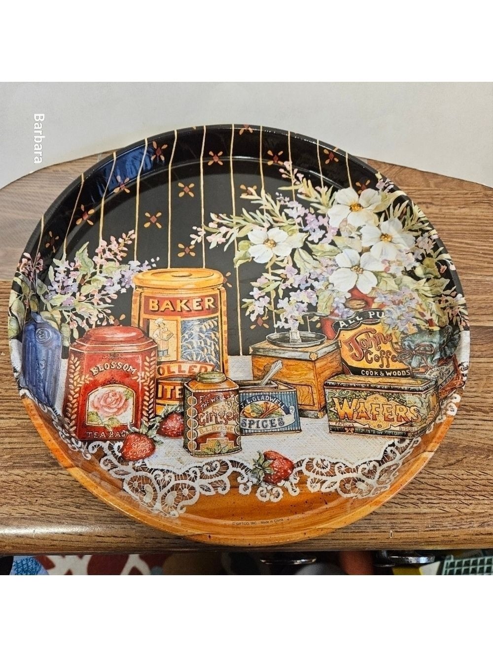 Vintage Giftco Tin Baker's Scene Serving Tray